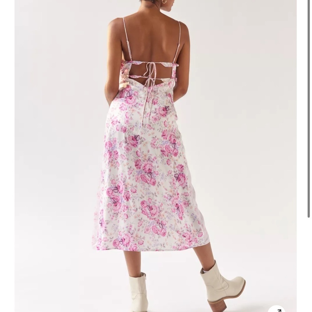 For Love and Lemons Taylor Floral Satin Coquette Girly Midi Dress Sz S - Picture 4 of 10